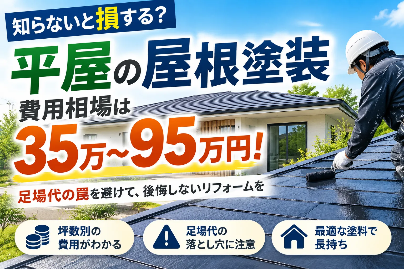平屋の屋根塗装費用相場は35万〜95万円！足場代の罠と坪数別リフォーム術