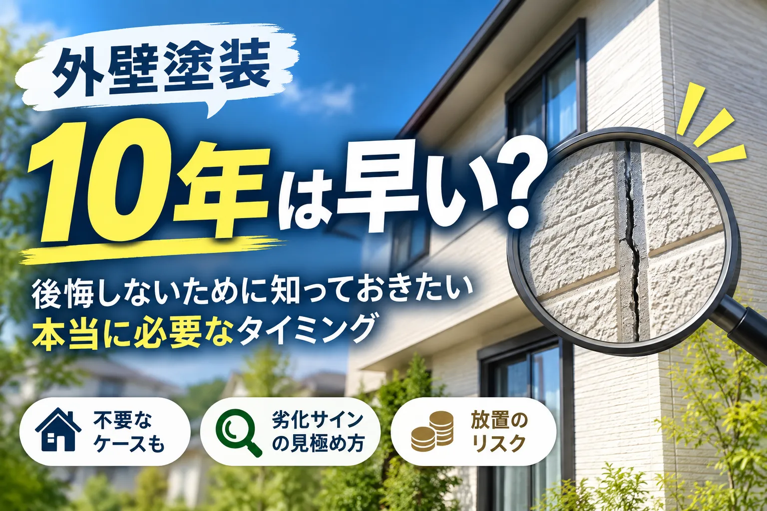 外壁塗装で10年は早い?不要なケースと後悔しない劣化サインの見極め方